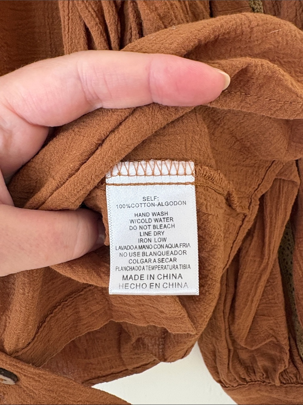 Listicle Rust-Brown Peasant Button-Down Blouse - Picture 2 of 3